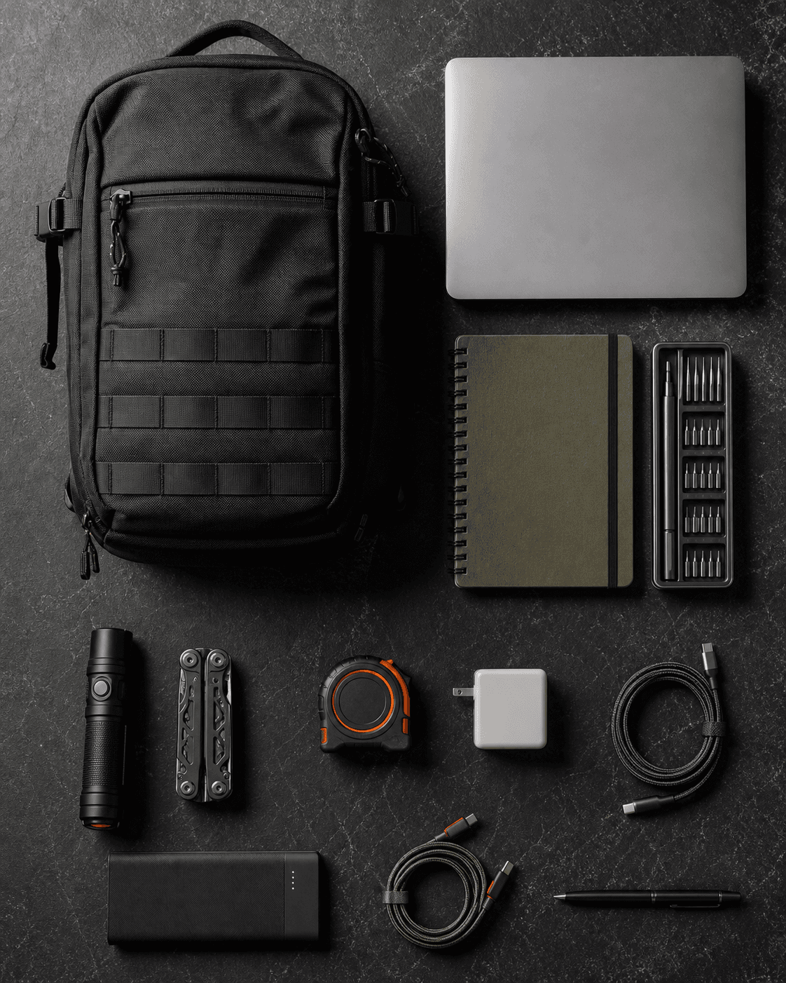 Work gear arranged as a visual inventory